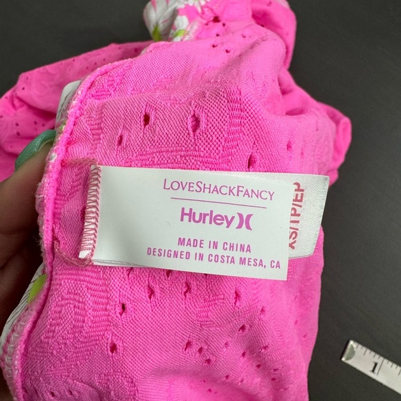 LOVE SHACKFANCY X Hurley Eyelet Paisley Zip Up Hoodie Hot Pink - Picture 5 of 9